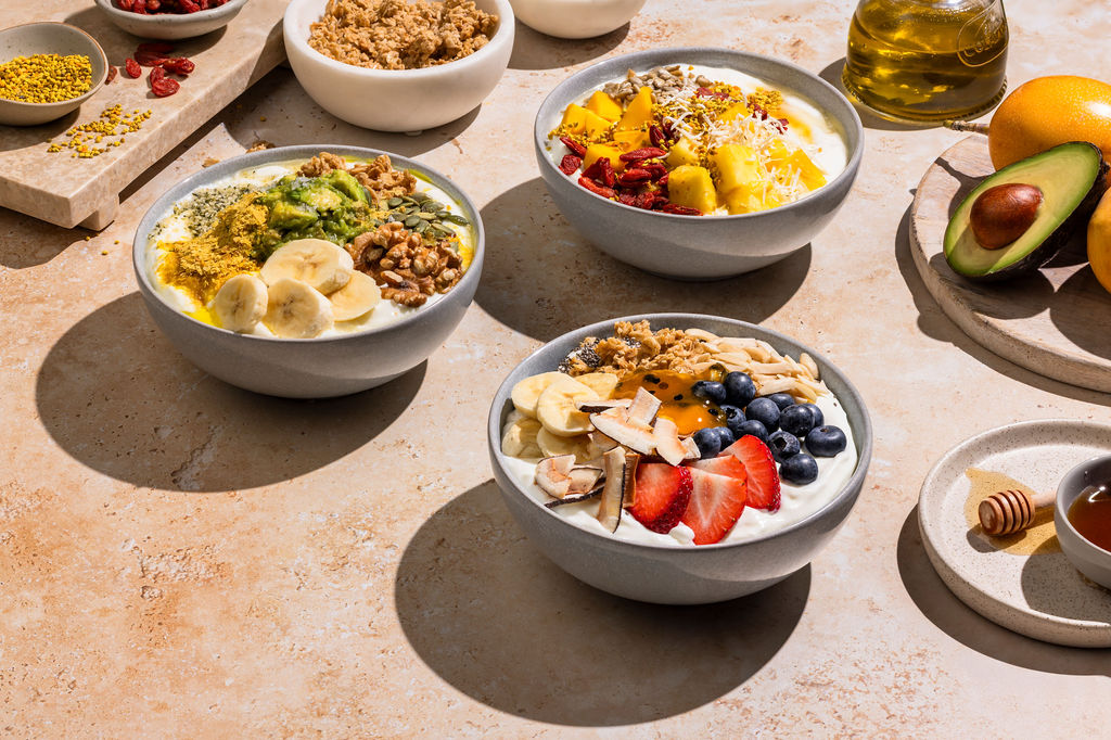 Bright cafe environment showcasing wellness at Meros.